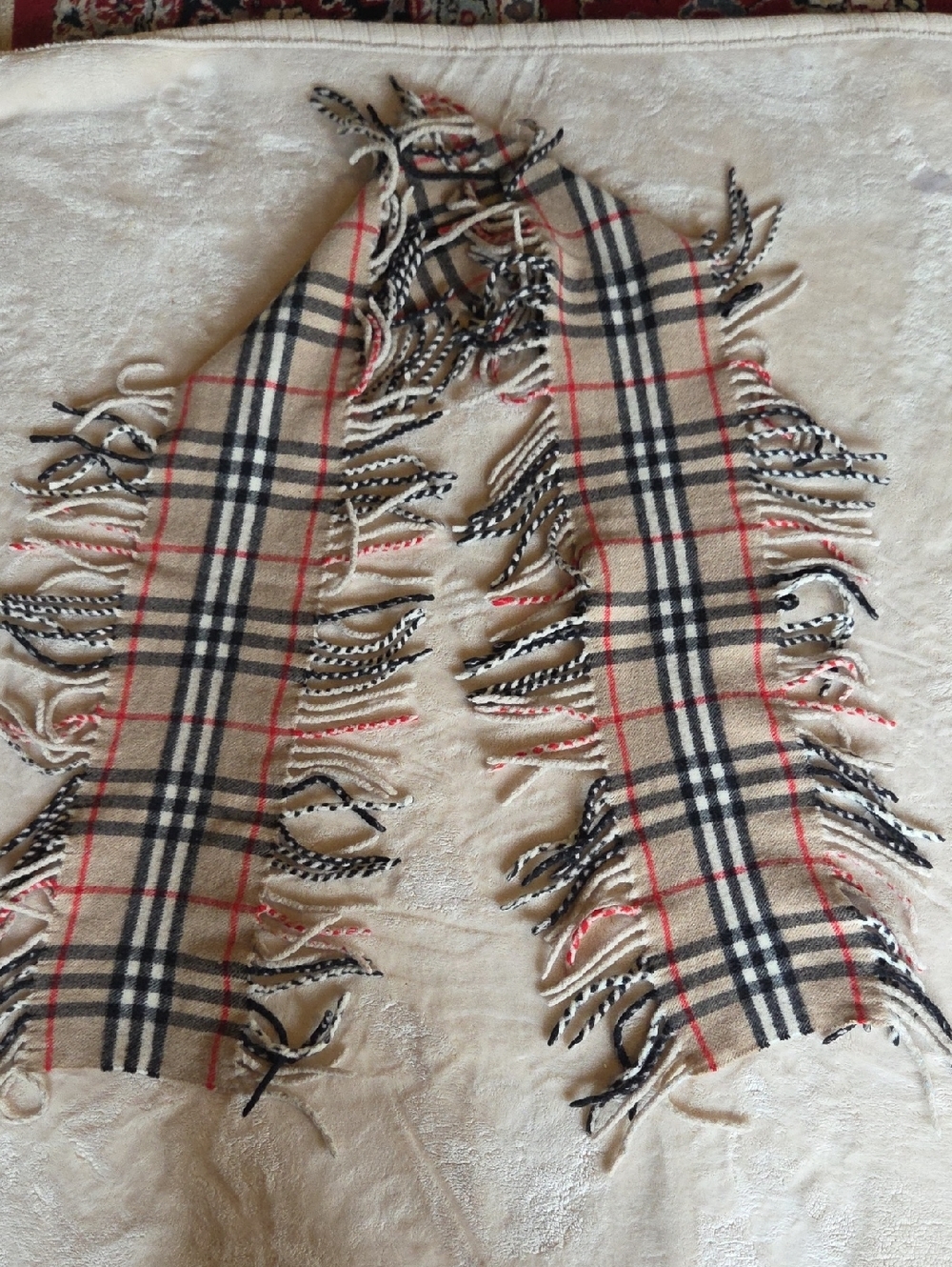 Burberry Classic Plaid Fringe Women's Scarf - Beige, Black & Red